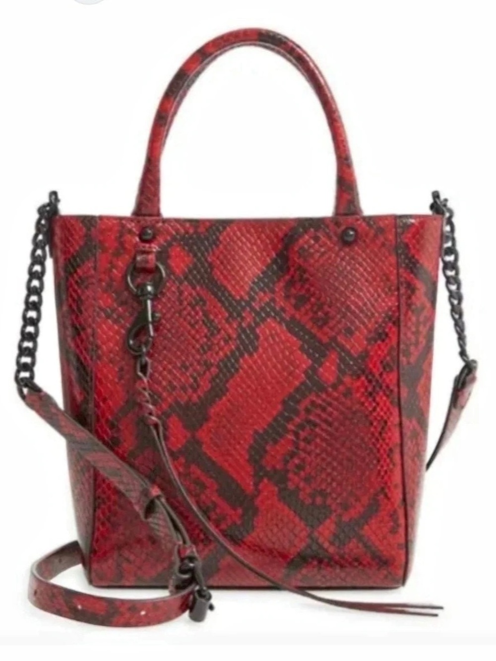 Rebecca Minkoff Red & Black Snake Print Tote Bag